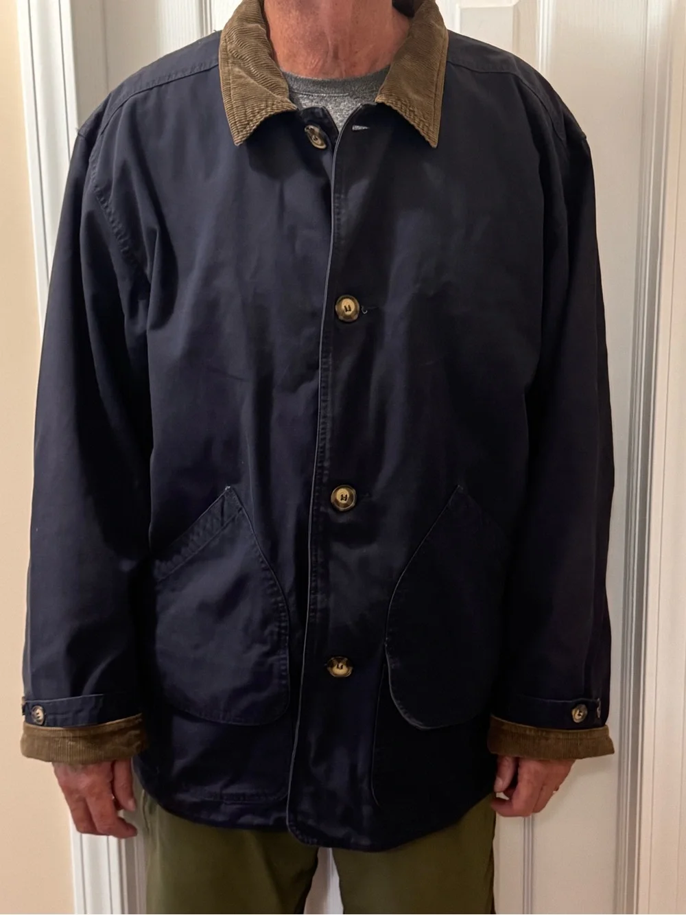 Vintage American Eagle Men’s Canvas Barn Chore Coat Flannel Lined Navy Size XL